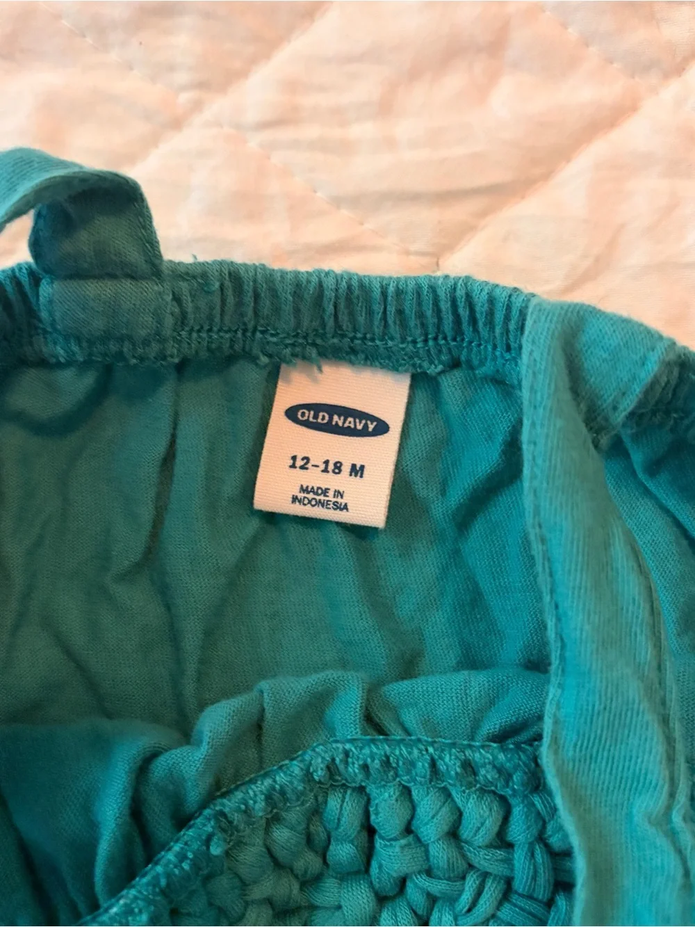 Old Navy Teal Crochet-Trim Tank Top
